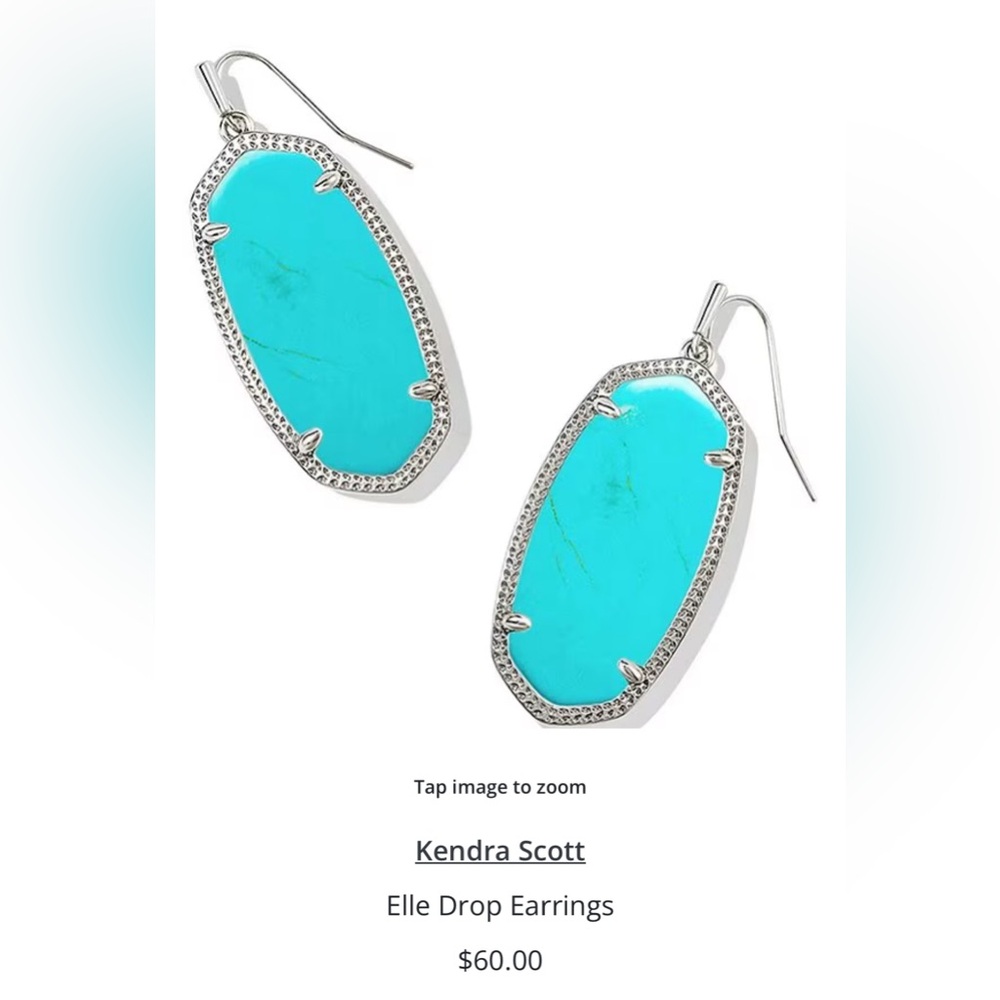 Kendra Scott turquoise and silver Elle drop earrings